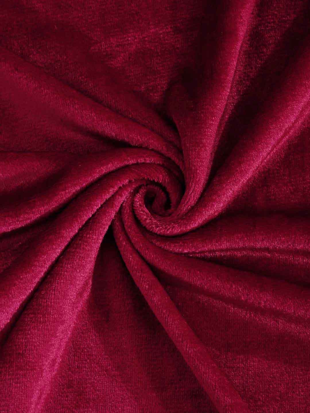 Klotthe Red Solid Woolen Fitted Single Bed Sheet with Pillow Cover