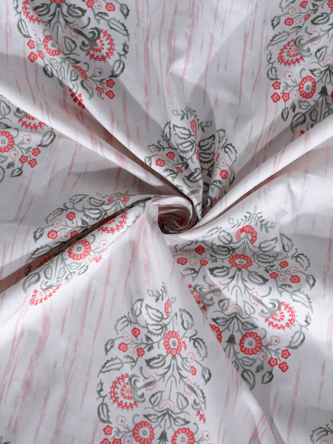 Klotthe Multi Floral 300 TC Cotton Blend Super King Double Bedsheet with 2 Pillow covers (270X270 cm)