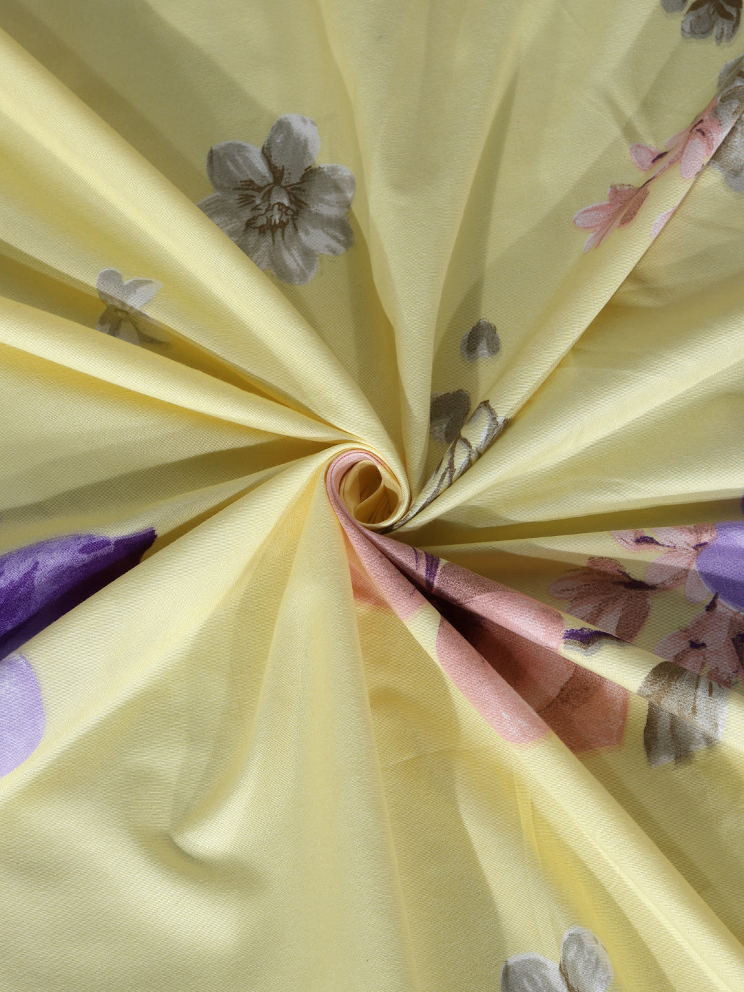 Klotthe Yellow Floral 300 TC Cotton Blend Double Bedsheet with 2 Pillow Covers
