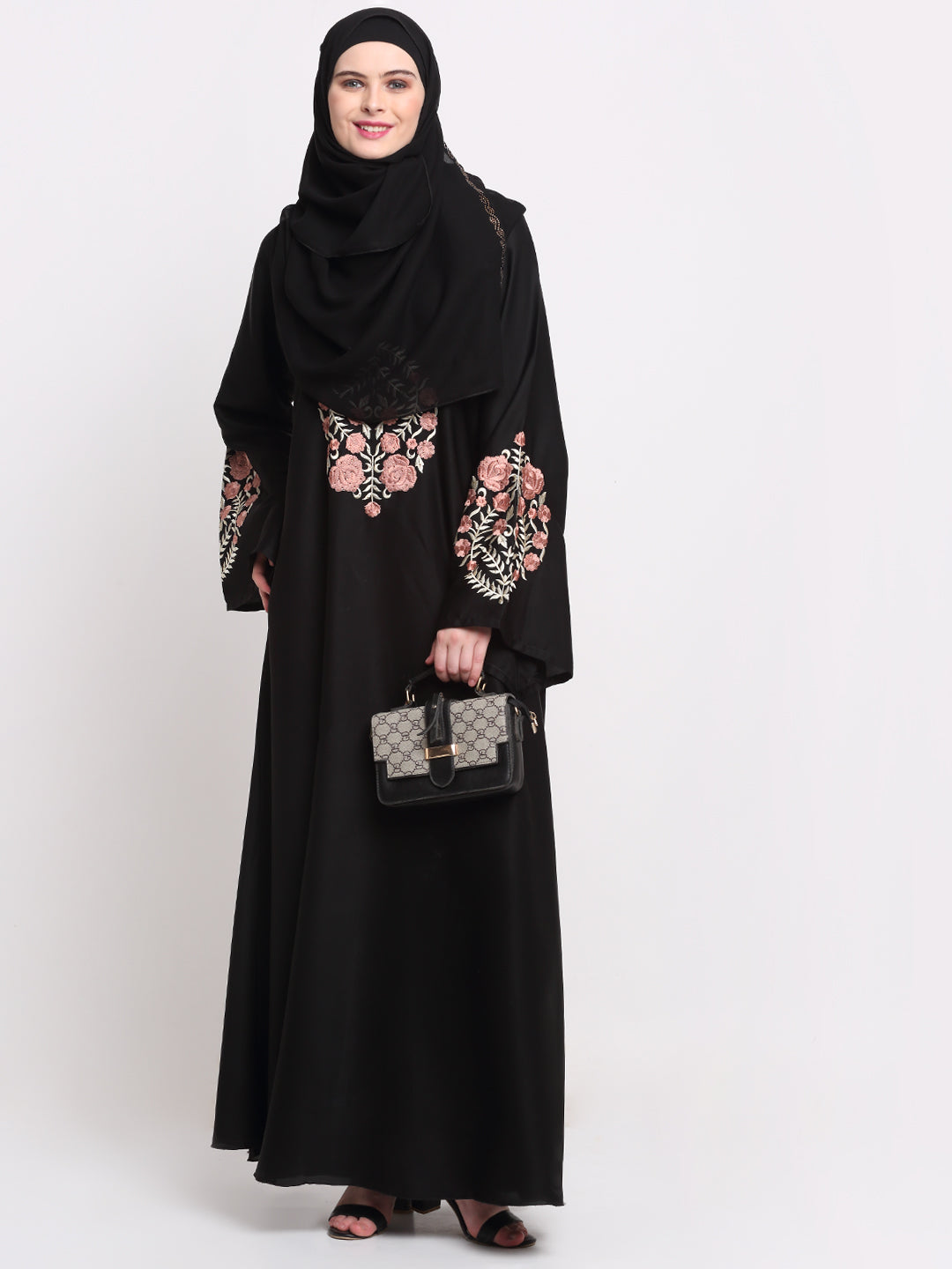 Klotthe Women Black Solid Burqa with Scarf