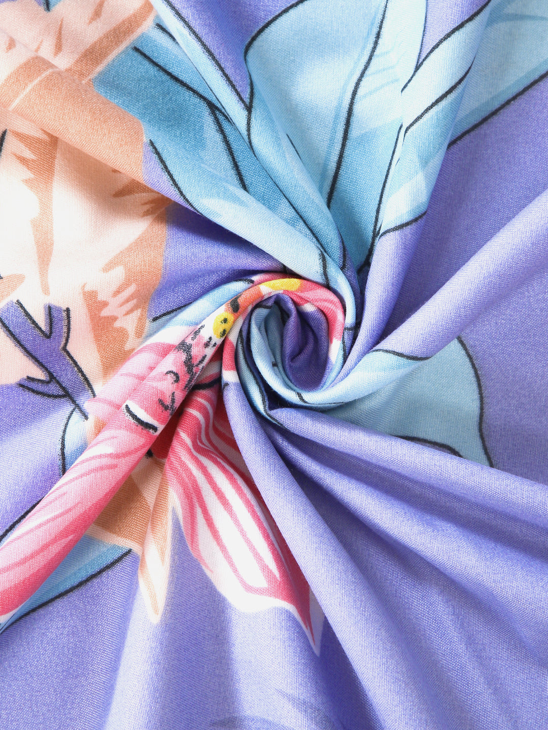 KLOTTHE Blue Polycotton Floral Single Bedsheet with 1 Pillow Cover (215X150 cm)