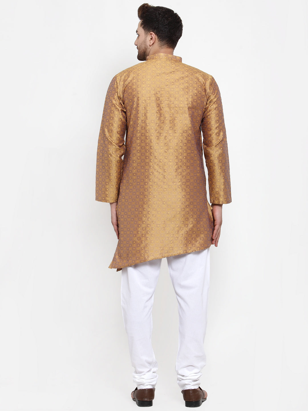 KLOTTHE Golden Cotton Self Design Kurta With Pyjama