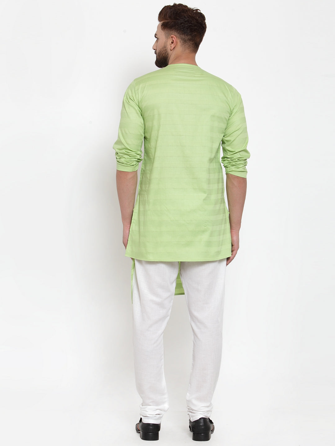KLOTTHE LightGreen Cotton Self Design Kurta With Pyjama
