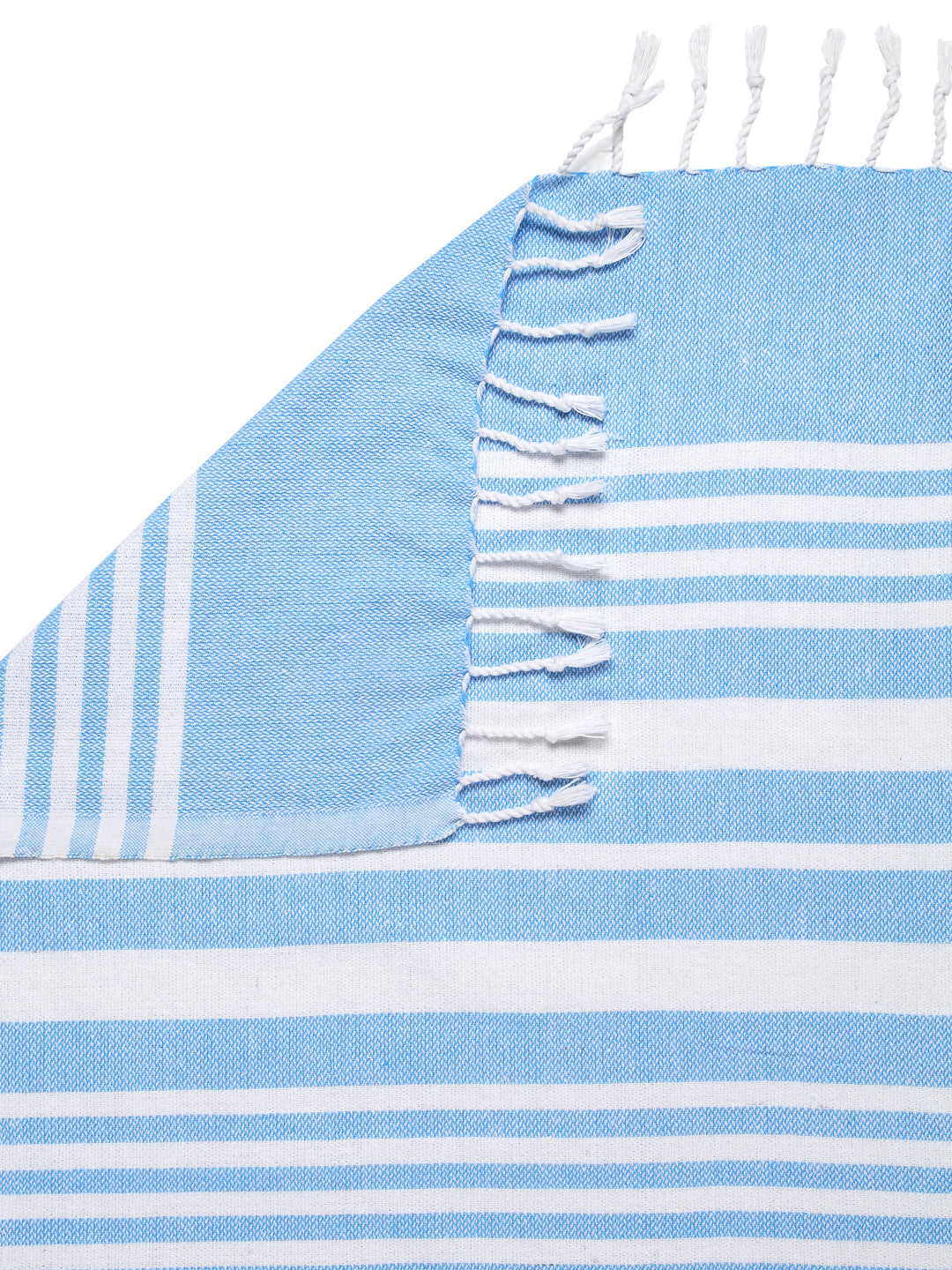 KLOTTHE Set of 3 Blue Cotton Striped Bath Towels (150X75 cm)