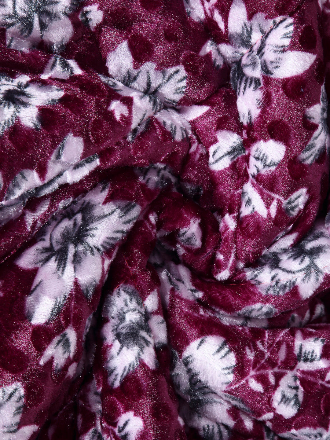 Klotthe Maroon Floral Printed 800 GSM Heavy Winter Double Bed Quilt