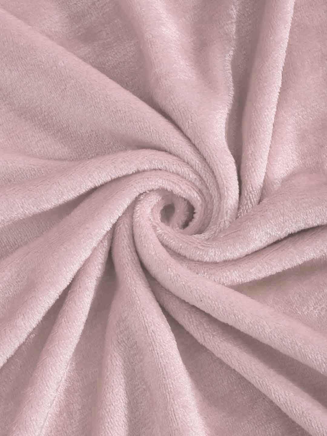 Klotthe Light Pink Solid Woolen Single Bed Sheet with Pillow Cover
