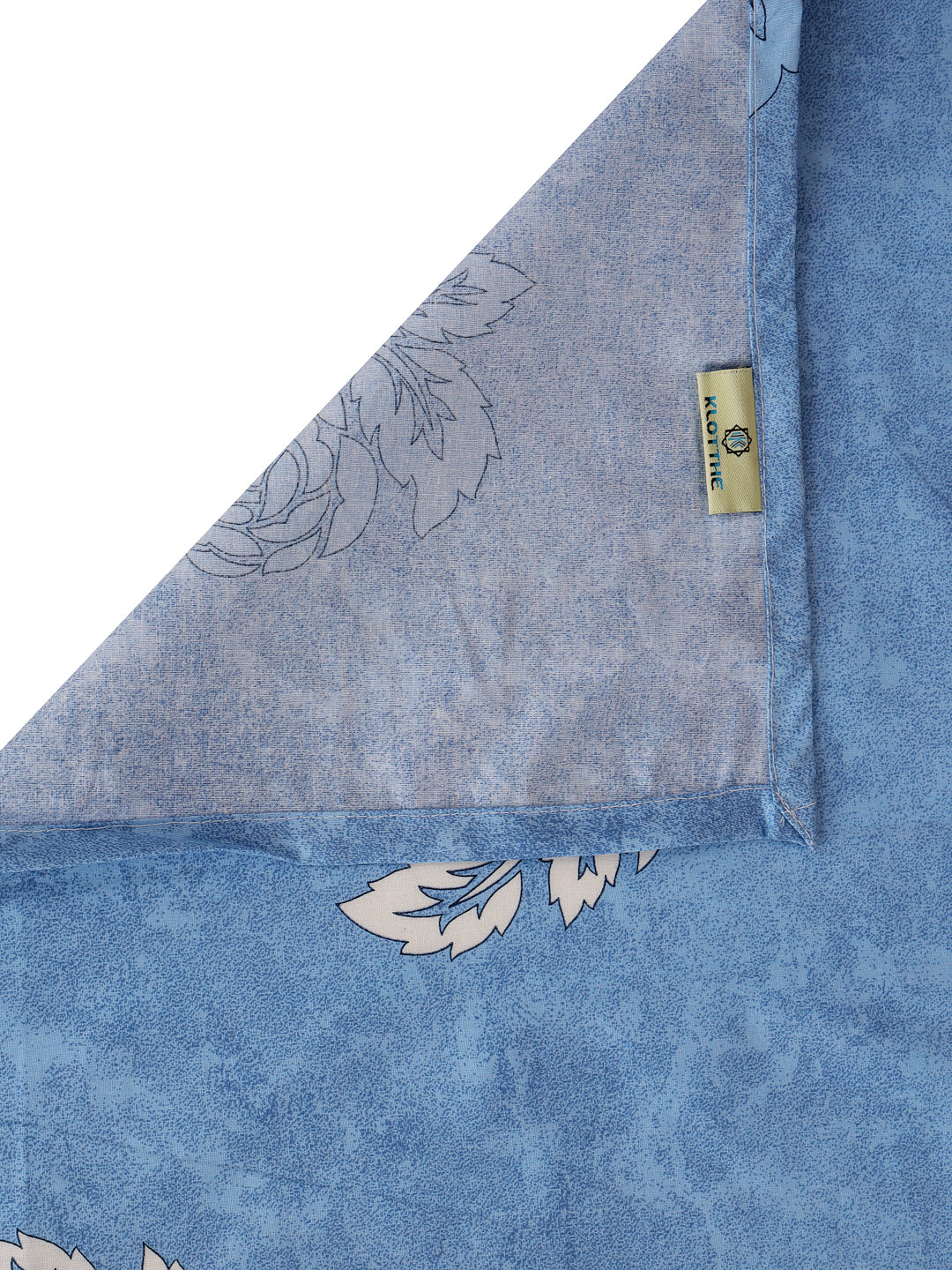 Klotthe Blue Floral 400 TC Pure Cotton Single Bedsheet Set in Book Fold Packing