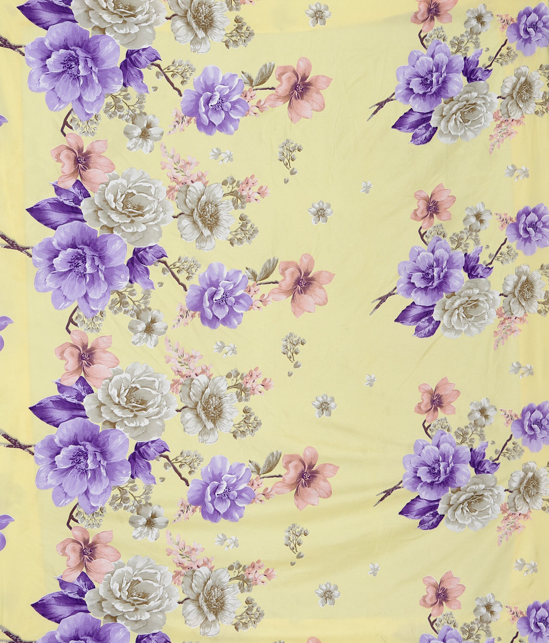 Klotthe Yellow Floral 300 TC Cotton Blend Double Bedsheet with 2 Pillow Covers