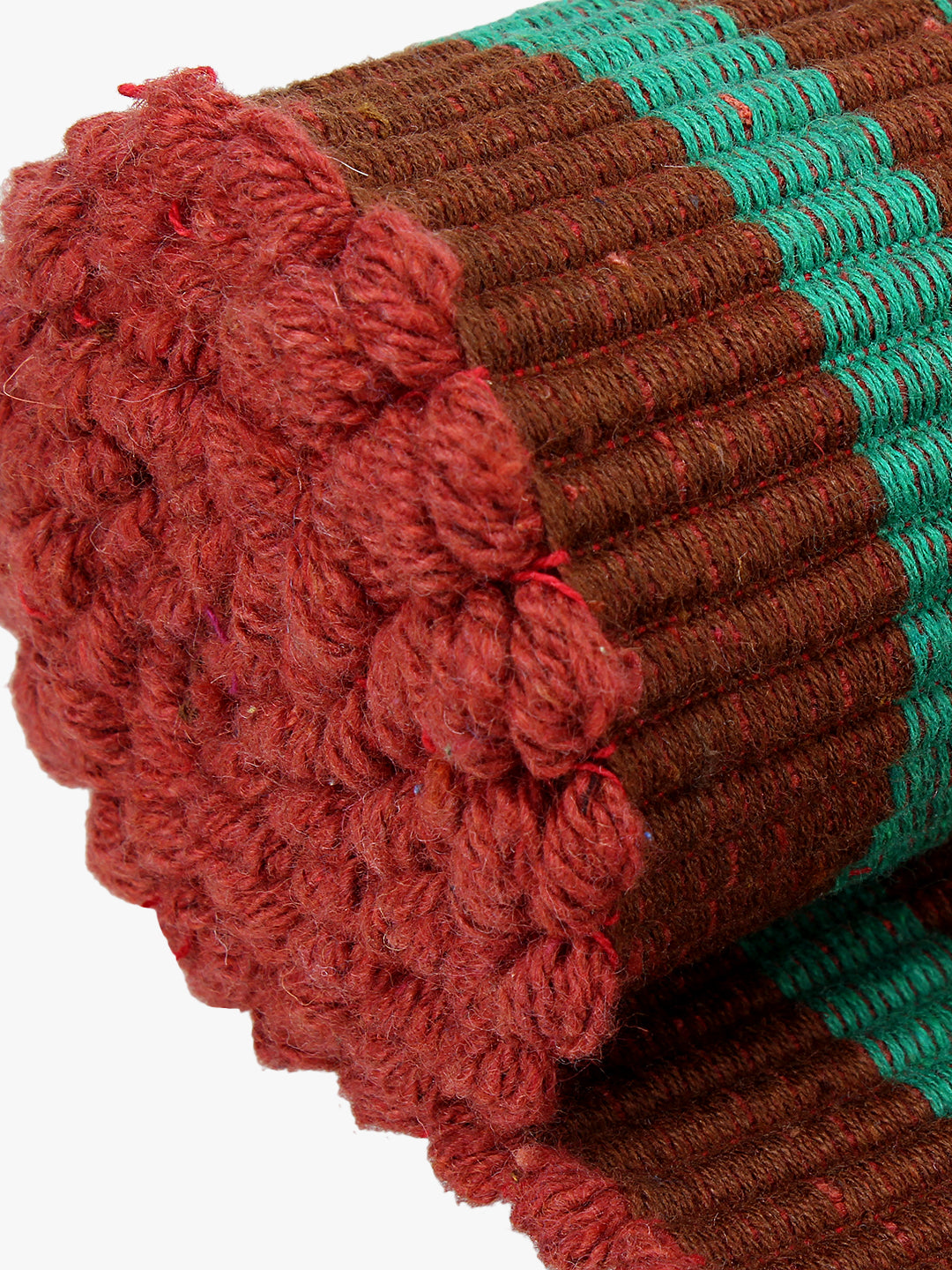 Klotthe Red Rectangular Striped Cotton Anti-Skid Rugs