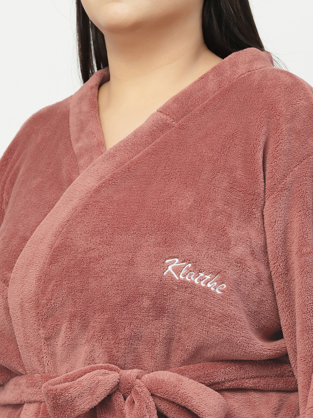 Klotthe Women Rust Solid Bath Robe With Belt