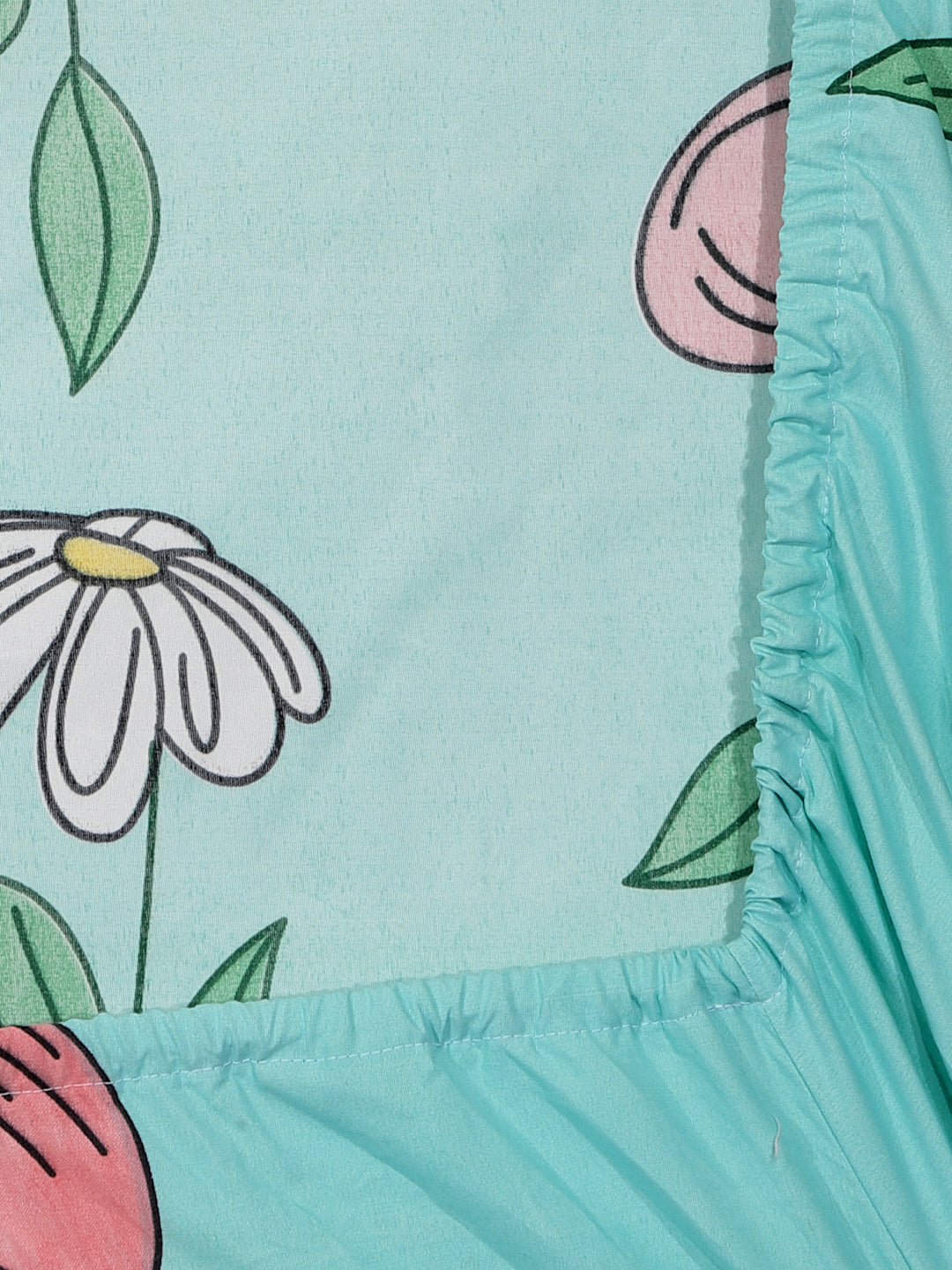 Klotthe Multicolor Floral 300 TC Cotton Blend Fitted Double Bedsheet in Book Fold Packing