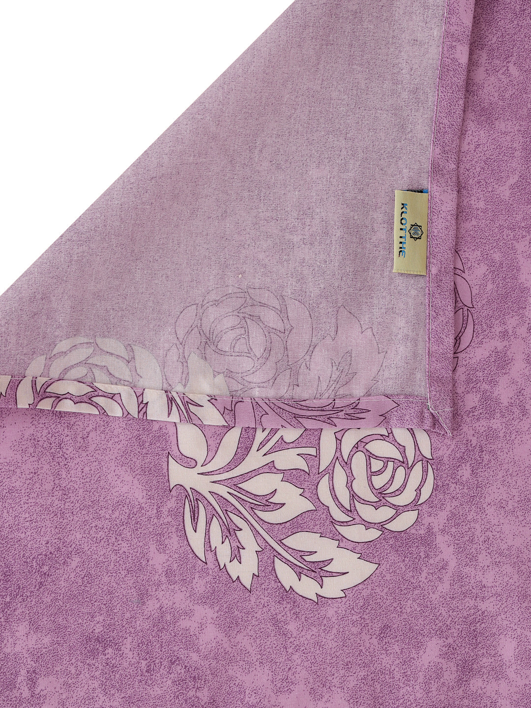 Klotthe Purple Floral 400 TC Pure Cotton Double Bedsheet Set in Book Fold Packing