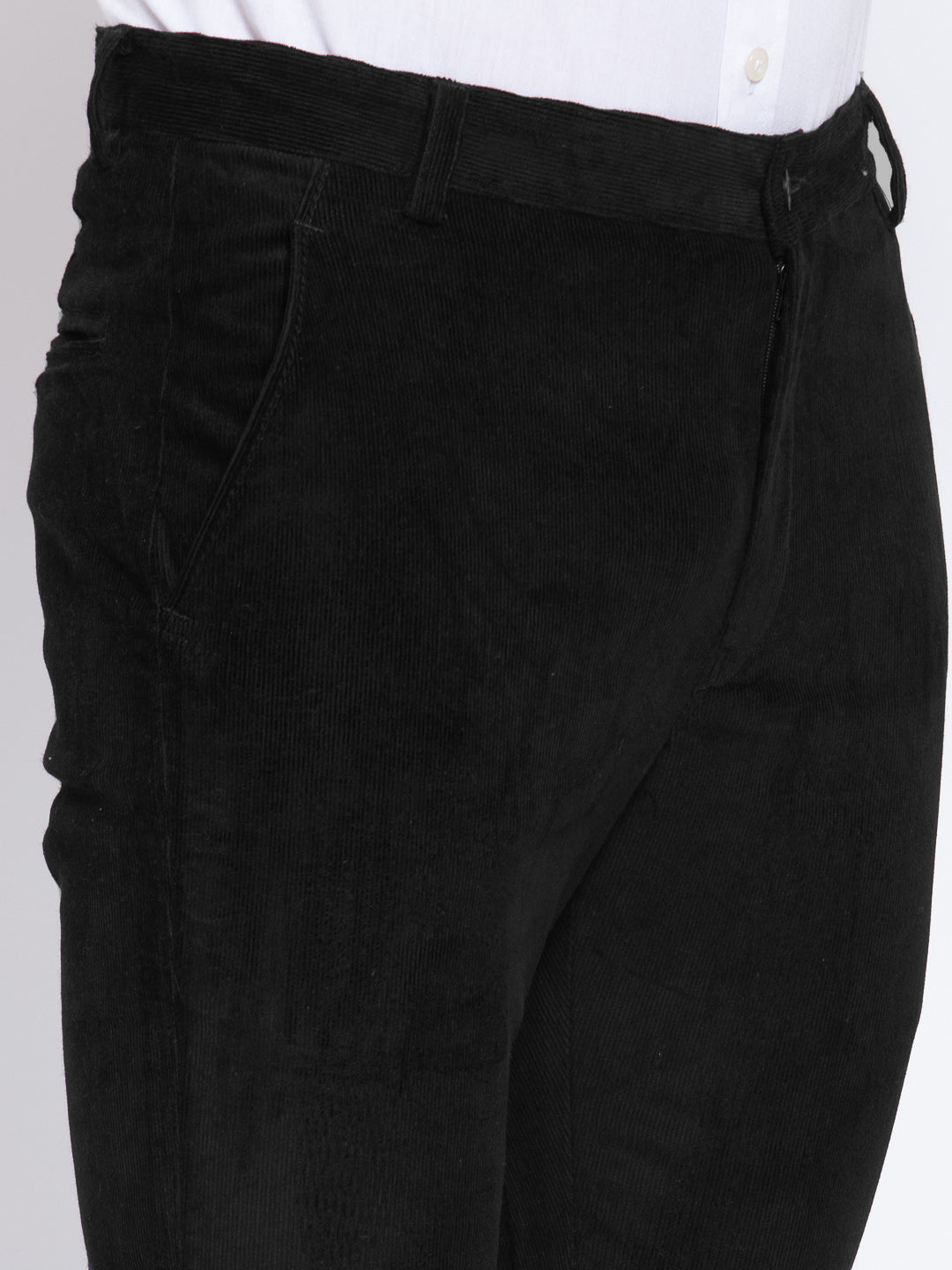 KLOTTHE Black Cotton Solid Trousers