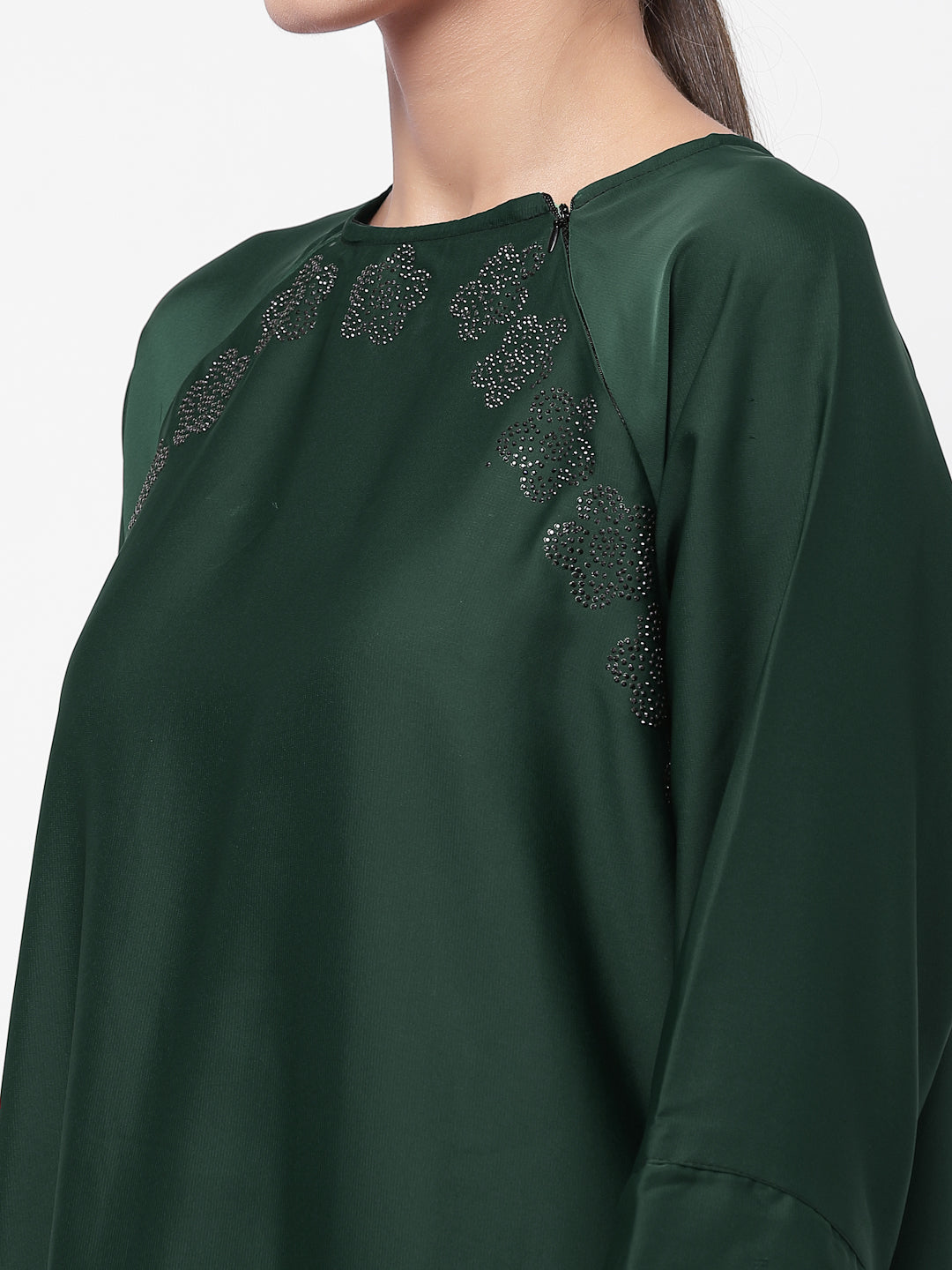 Klotthe Women Green Embellished Burqa With Scarves
