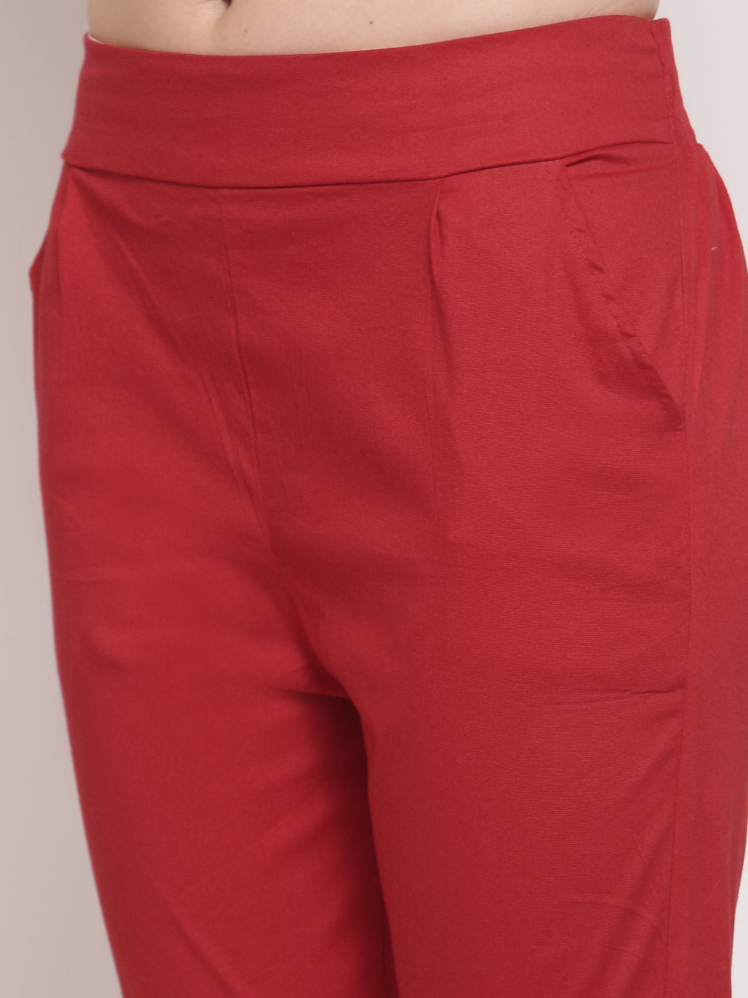 Klotthe Women Red Solid Slim Fit Trouser