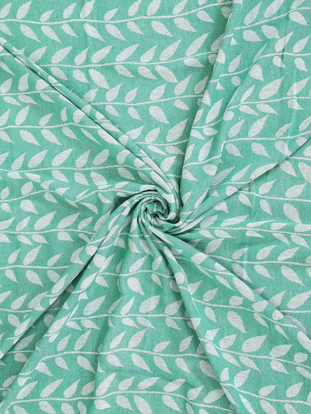 Klotthe Green Woven Design Single Bed cover with one pillow cover