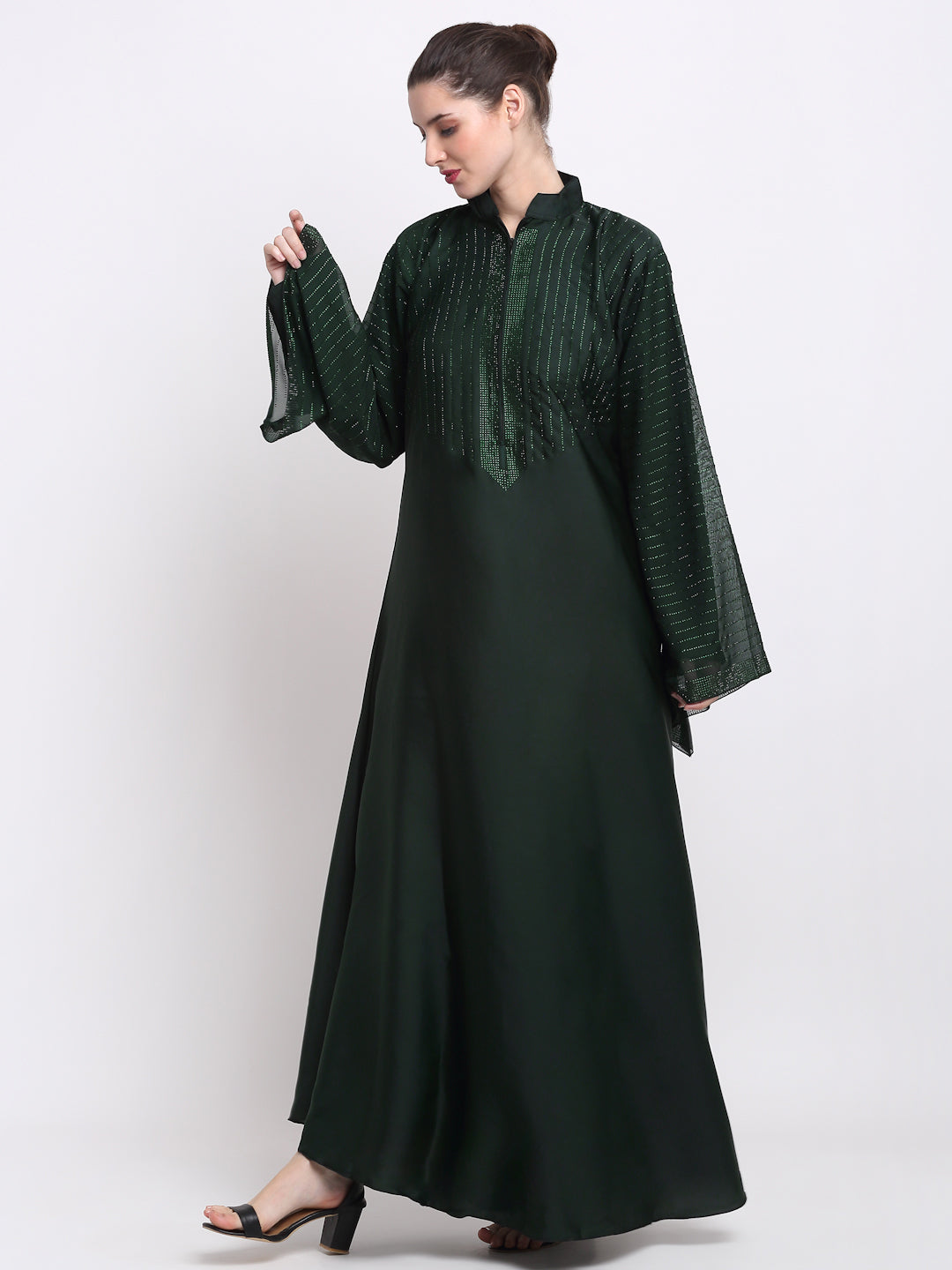 Klotthe Women Green Solid Burqa With Scarf