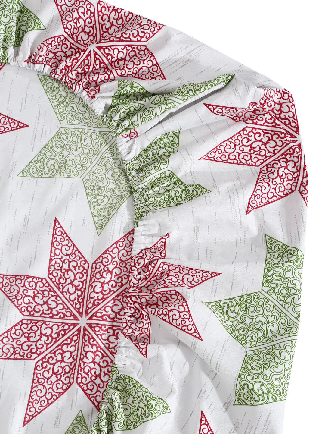 Klotthe Multicolor Geometric 300 TC Cotton Blend Fitted Double Bedsheet with 2 Pillow Covers