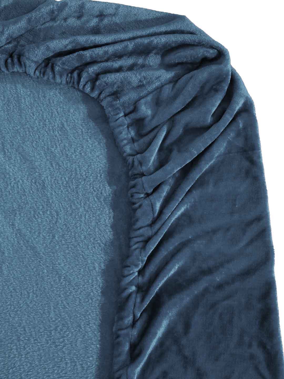 Klotthe Turquoise Solid Woolen Fitted Double Bed Sheet with 2 Pillow C