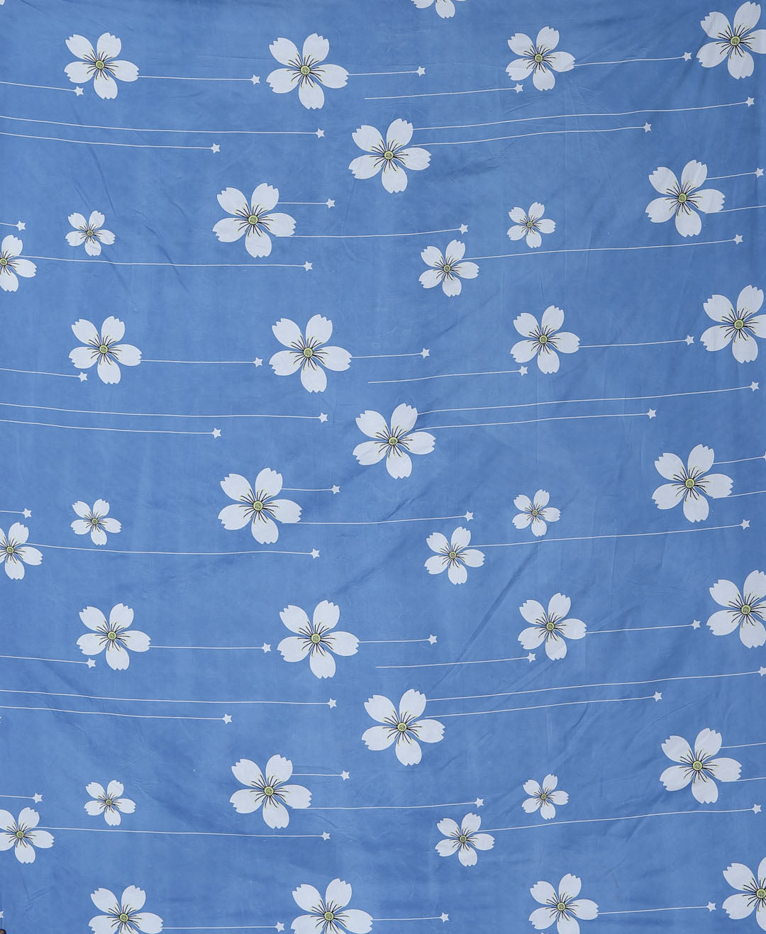 Klotthe Blue Floral 300 TC Cotton Blend Elasticated Double Bedsheet with 2 Pillow Covers