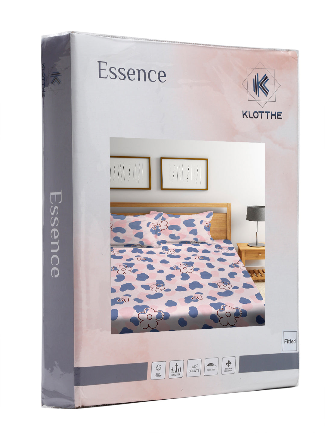 Klotthe Multi Floral 300 TC Cotton Blend Elasticated Double Bedsheet Set in Book Fold Packing
