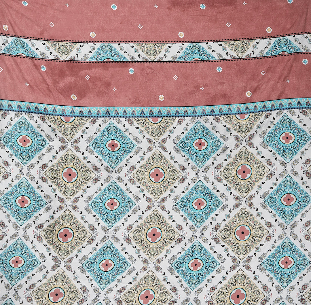 Klotthe Multi Floral 300 TC Cotton Blend Fitted Super King Double Bedsheet Set in Book Fold Packing (270X270 cm)