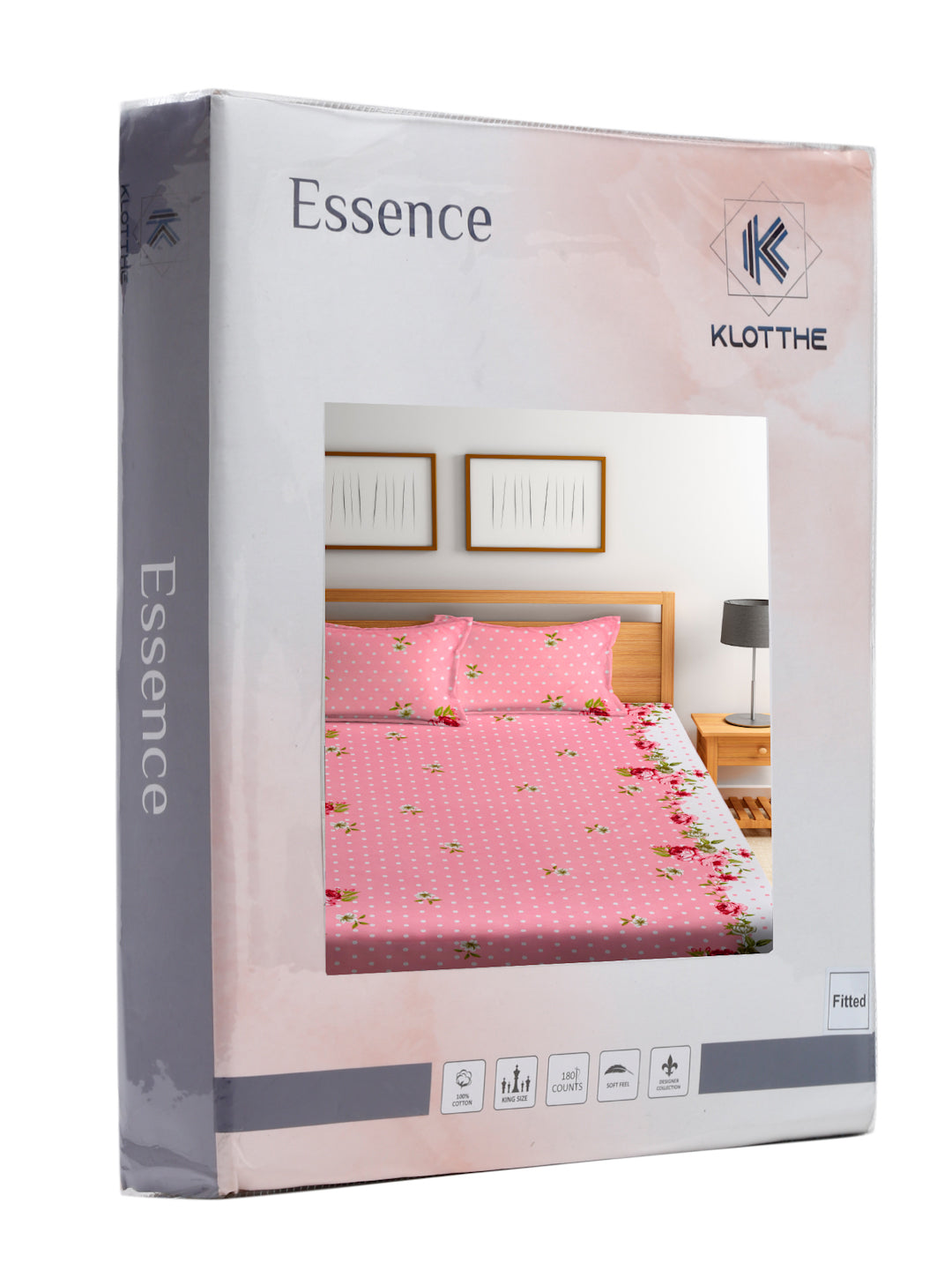 Book Fold King Size Elastic Fitted Bedsheet with Two Pillow Covers by KLOTTHE® (245 x 225 CM) (Latest Collection)