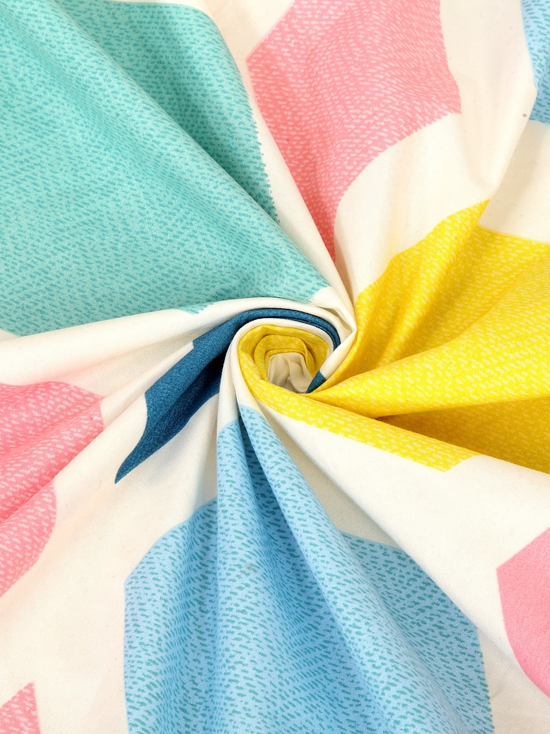 Klotthe Multicolor Geometric Cotton Blend Double Bed Sheet, 2 Pillow Covers & 2 Cushion Covers