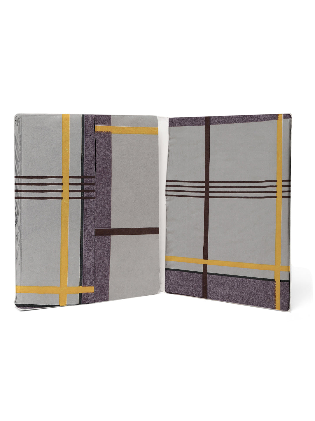 Klotthe Multi Geometric 300 TC Cotton Blend Elasticated Double Bedsheet Set in Book Fold Packing