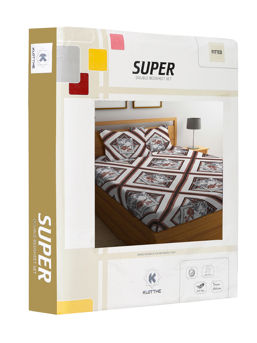 Klotthe Multi Abstract 300 TC Cotton Blend Fitted Super King Double Bedsheet Set in Book Fold Packing (270X270 cm)